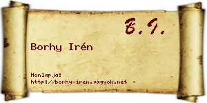 Borhy Irén névjegykártya